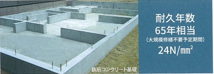 鉄筋コンクリート基礎 耐久年数65年相当(大規模修繕不要予定期間)24N/㎟