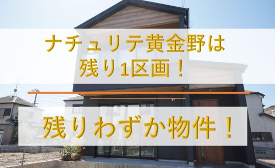 【残りわずか物件！】ナチュリテ黄金野は、残り一区画！