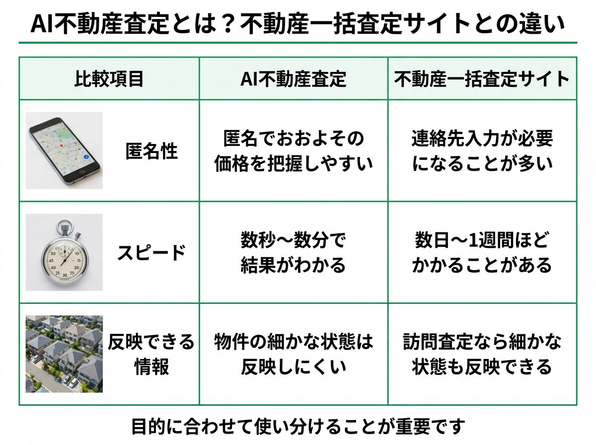 AI不動産査定とは？不動産一括査定サイトとの違い