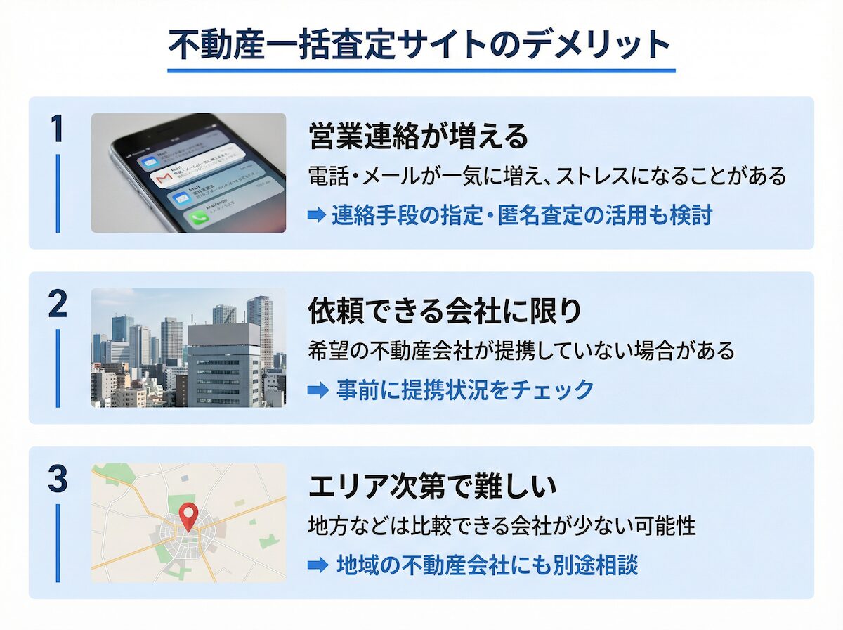 不動産一括査定サイトのデメリット
