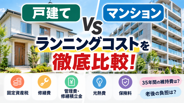 戸建てとマンションのランニングコストを徹底比較！30年間の維持費や老後の負担も解説