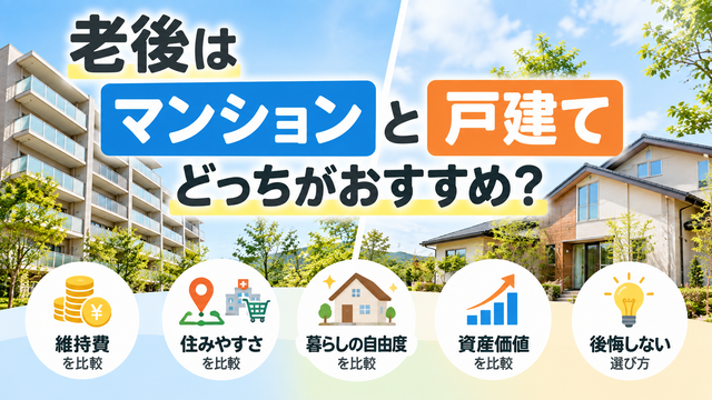 老後はマンションと戸建てどっちがおすすめ？メリット・デメリットや後悔しない選び方を解説